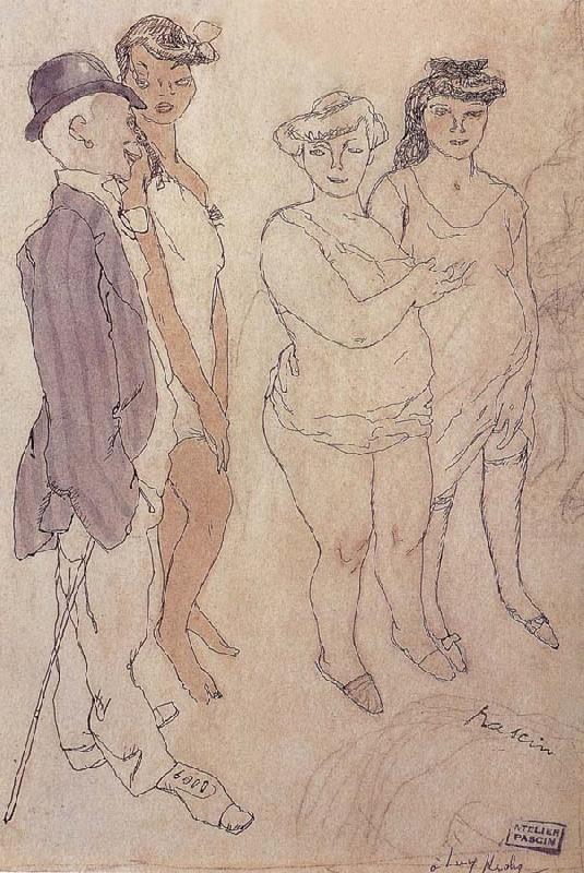Jules Pascin One man and three woman china oil painting image